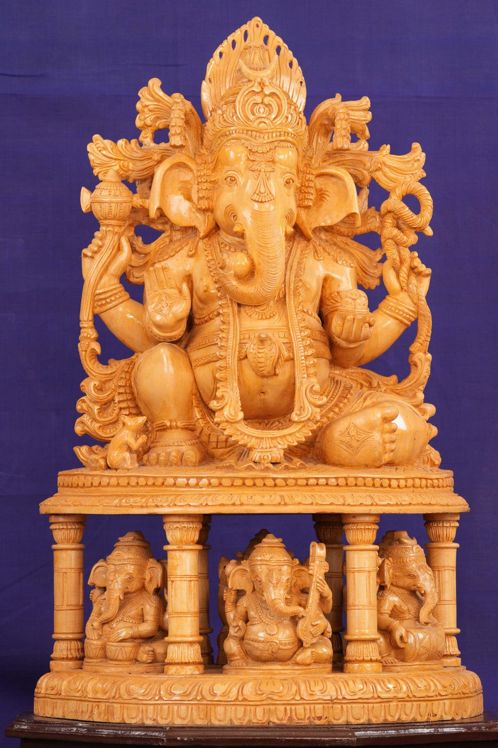 Image of White Cedar Wooden Sri Ganesh Statue